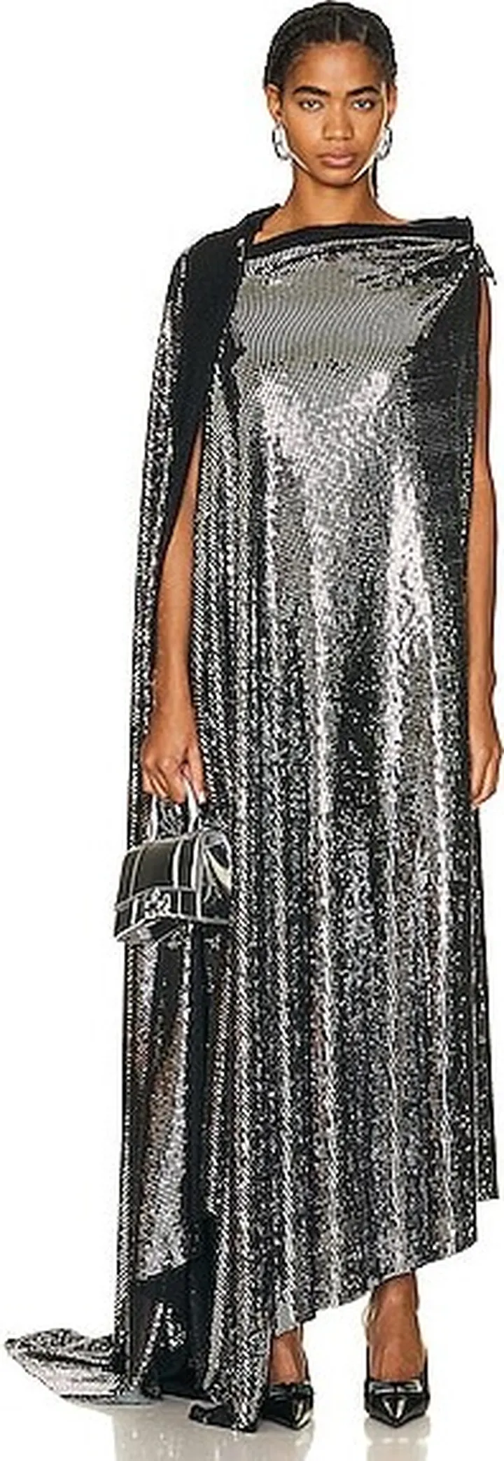 Balenciaga Minimal Gown in Metallic Silver
