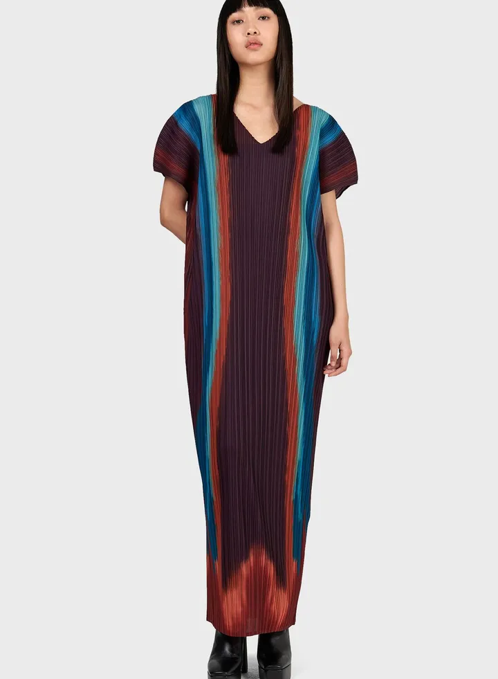 Printed Plisse Detail Kaftan