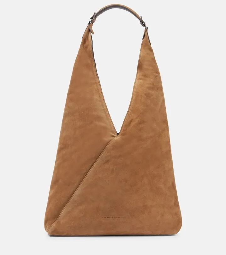 Embellished suede shoulder bag