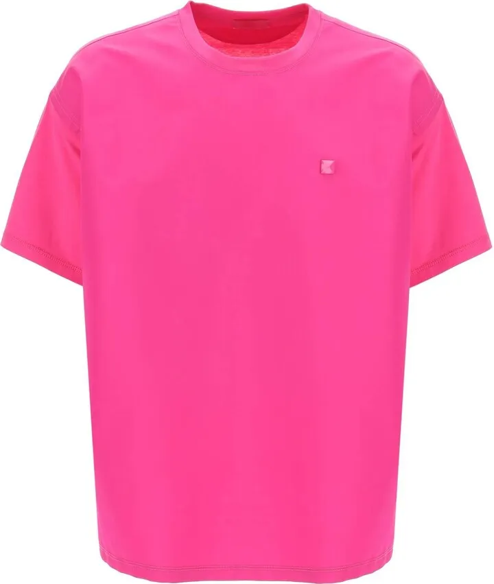 Valentino Cotton And Nylon T-Shirt With Stud