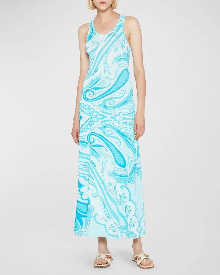 Paisley Wave Knit Maxi Dress