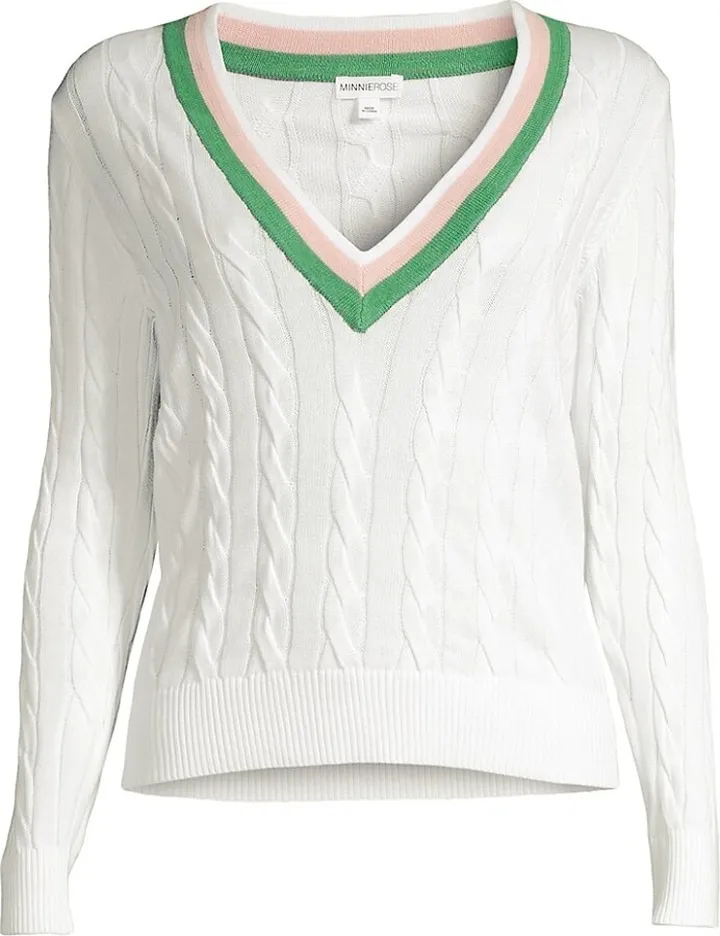 Cable-Knit V-Neck Sweater