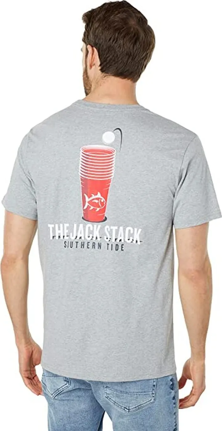 Southern Tide Short Sleeve The Jack Stack Heather Tee (Heather Grey) Men's Clothing
