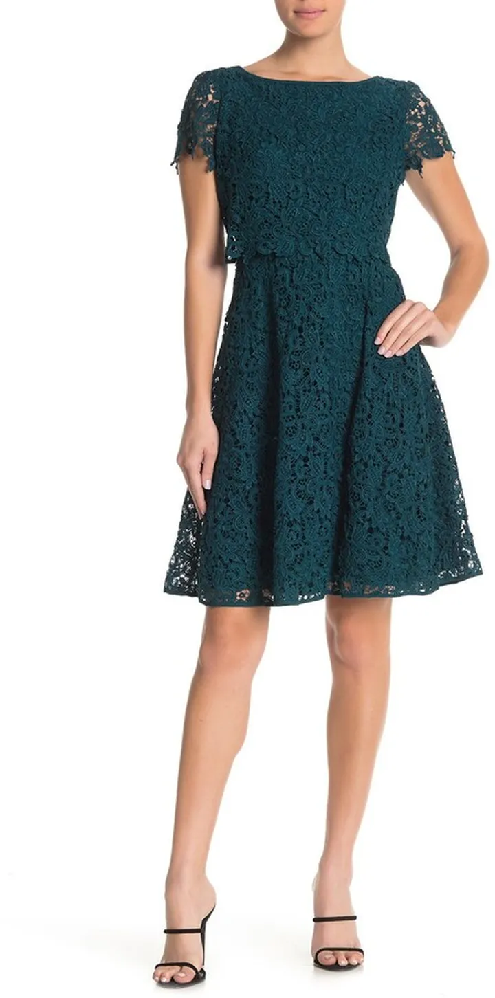 Popover Lace Fit & Flare Dress