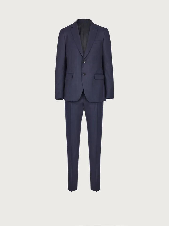 Ferragamo Men Check suit in wool Blue