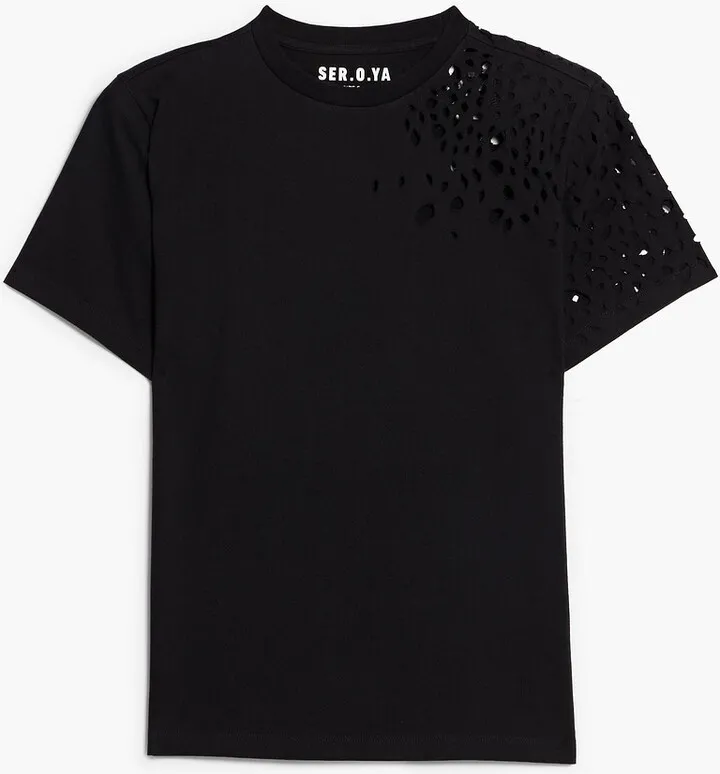 Caroline distressed cotton-jersey T-shirt