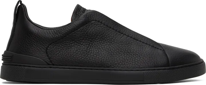 ZEGNA Black Triple Stitch Sneakers
