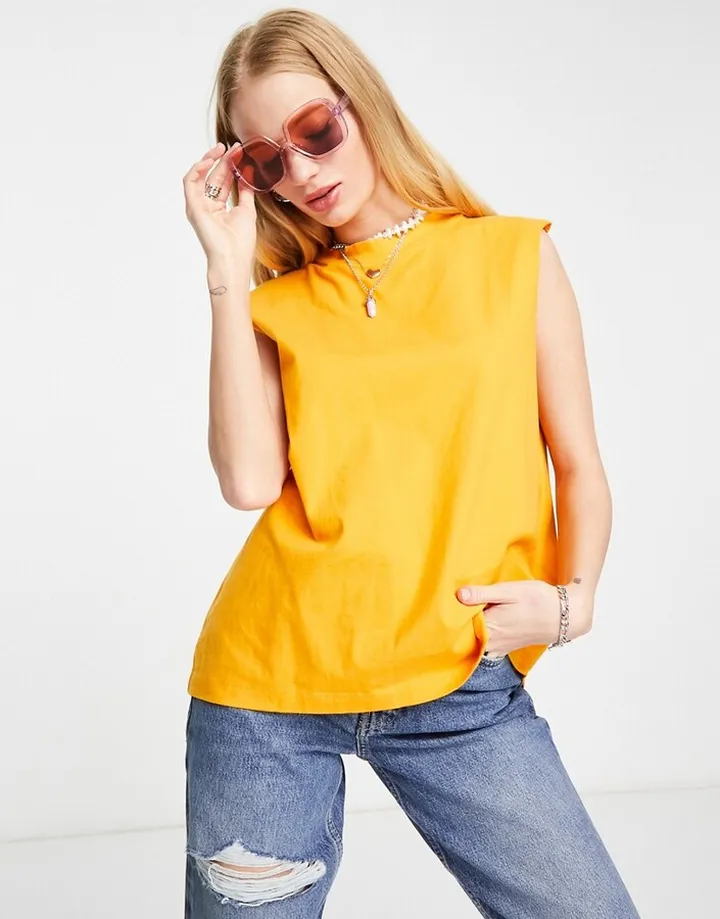 Topshop oversized jersey tank in orange