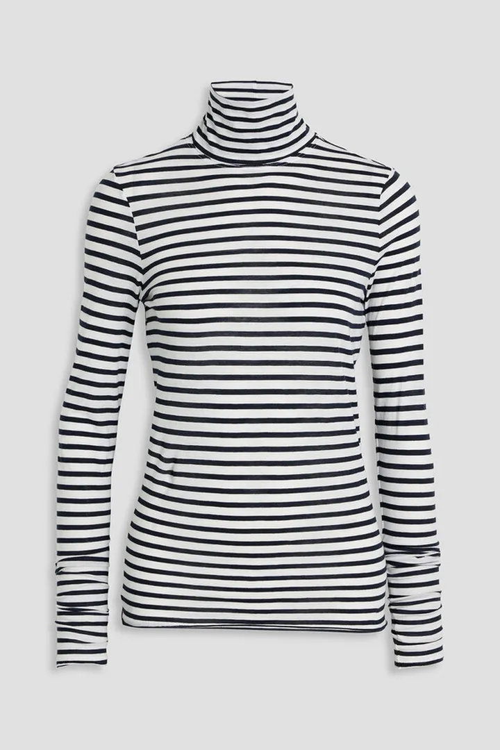 Gaia striped organic cotton-jersey turtleneck top