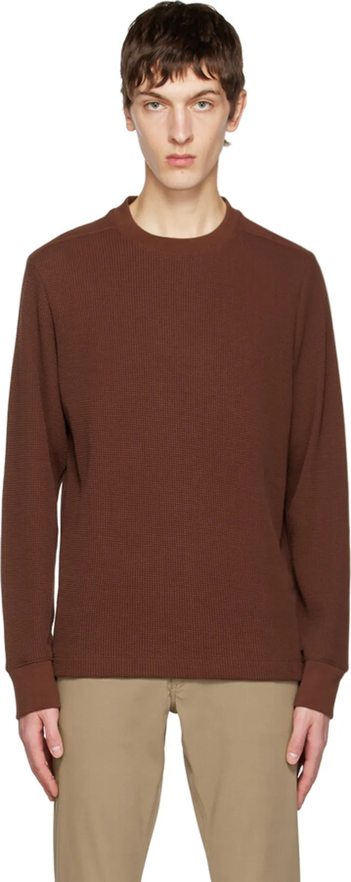 Theory Burgundy Mattis Long Sleeve T-Shirt