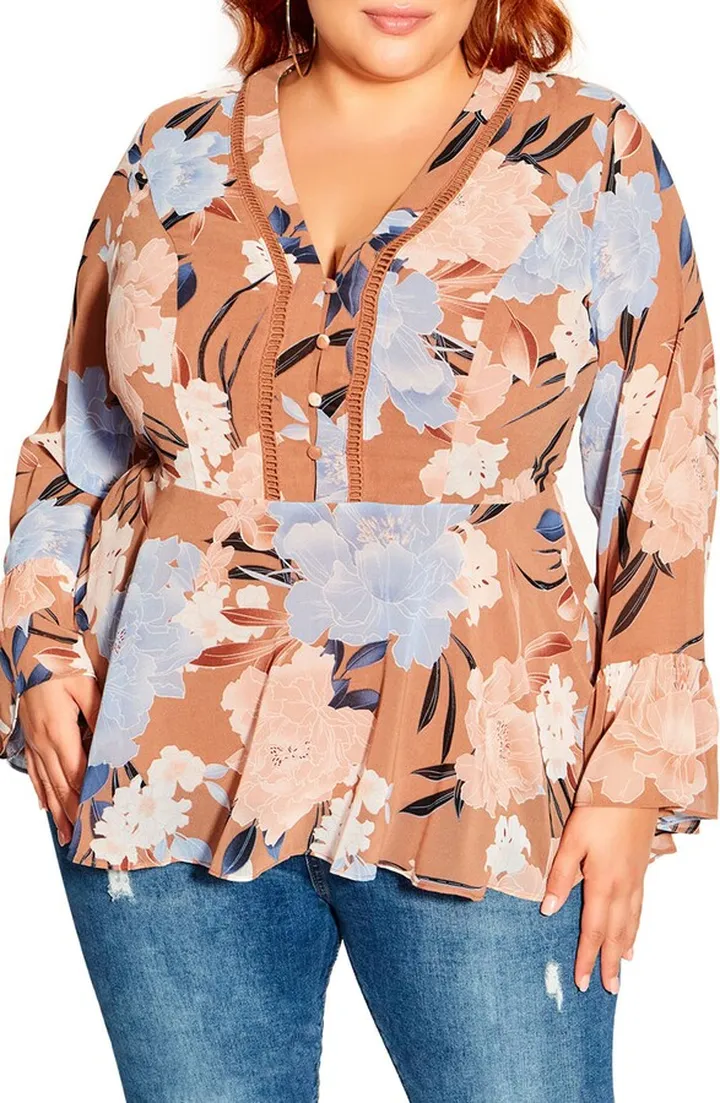Caroline Floral V-Neck Tunic Top
