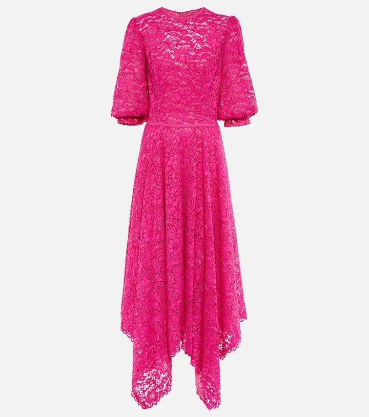Mina floral corded-lace midi dress