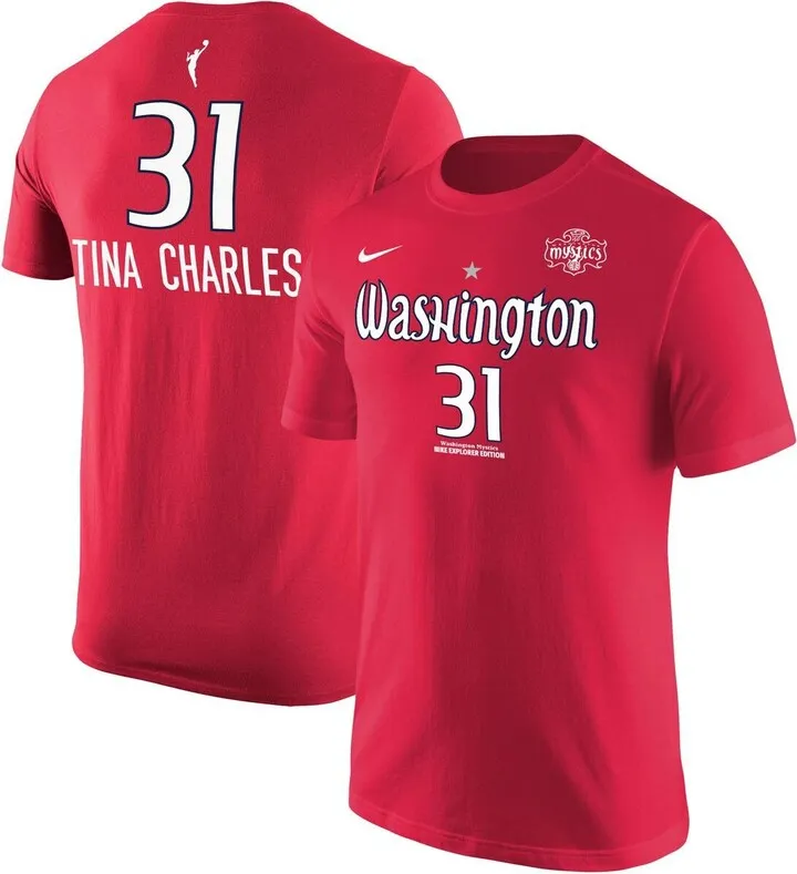 Men's Nike Tina Charles Red Washington Mystics Explorer Edition Name Number T-shirt