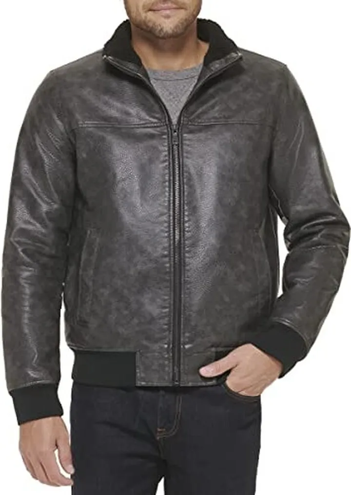 Tommy Hilfiger Men's Faux Leather Bomber Jacket