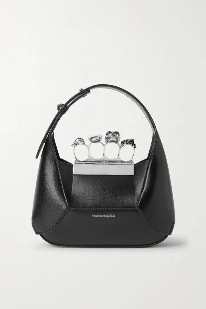Alexander McQueen - Mini Embellished Leather Shoulder Bag - Black