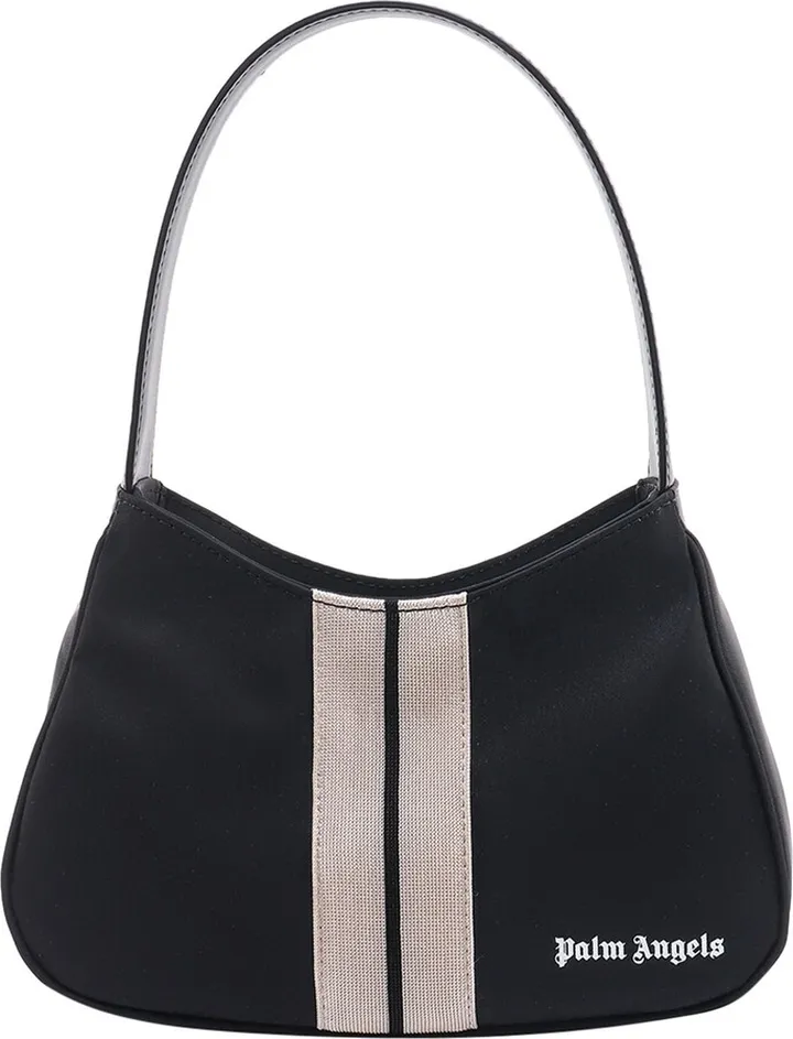 Nylon shoulder bag with iconic frontal band