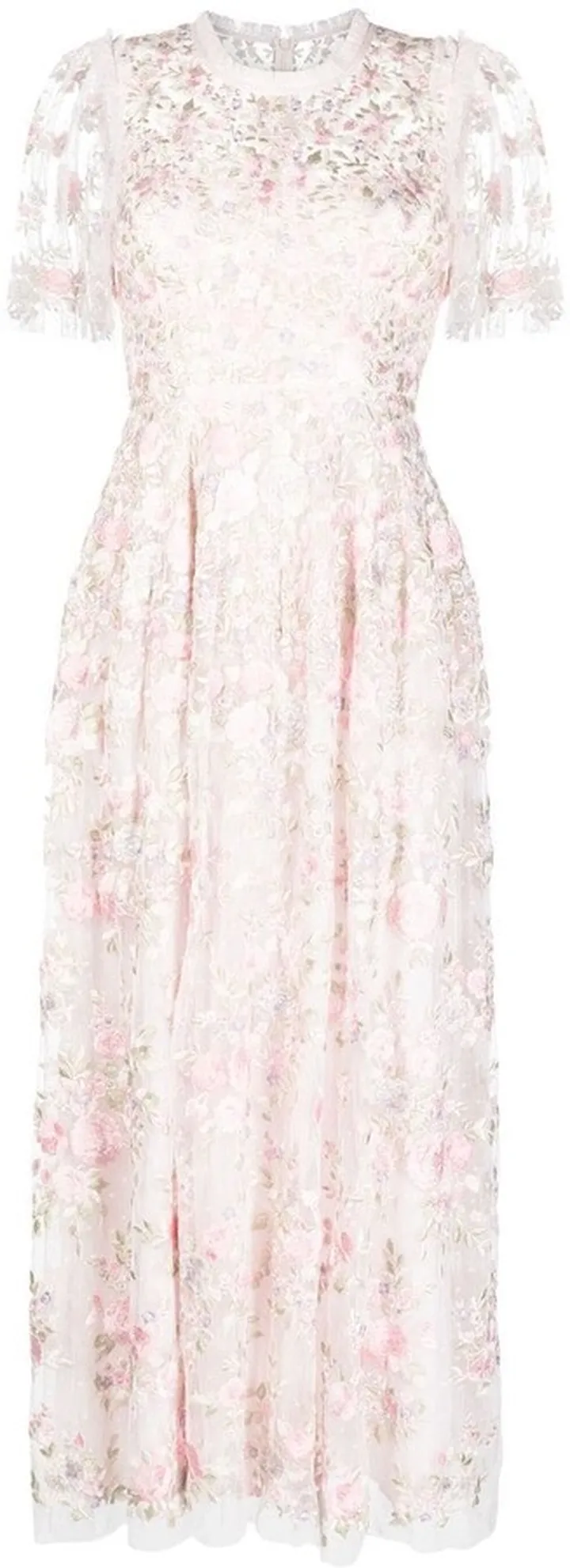 Floral-Embroidered Midi-Dress