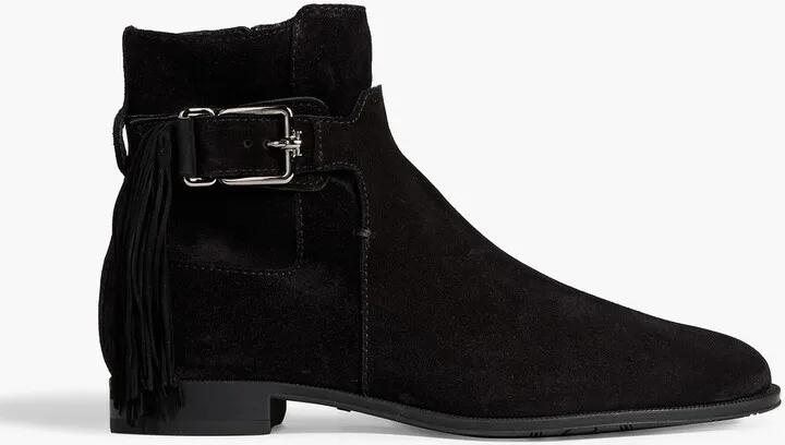 Fringed suede ankle boots