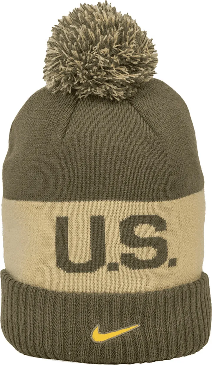Nike Men's College (Army) Pom Beanie in Brown