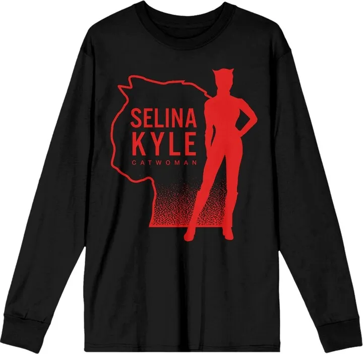 Cat Woman Silhouette Men’s Black Long Sleeve Tee-S