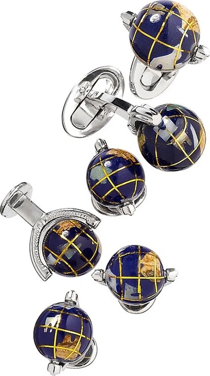 Spinning Globe Cufflinks & Tuxedo Studs Set