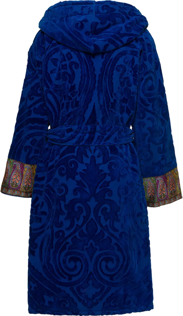 'new Tradition' Blue Hooded Bath Robe With Ornamental Print Etro Home