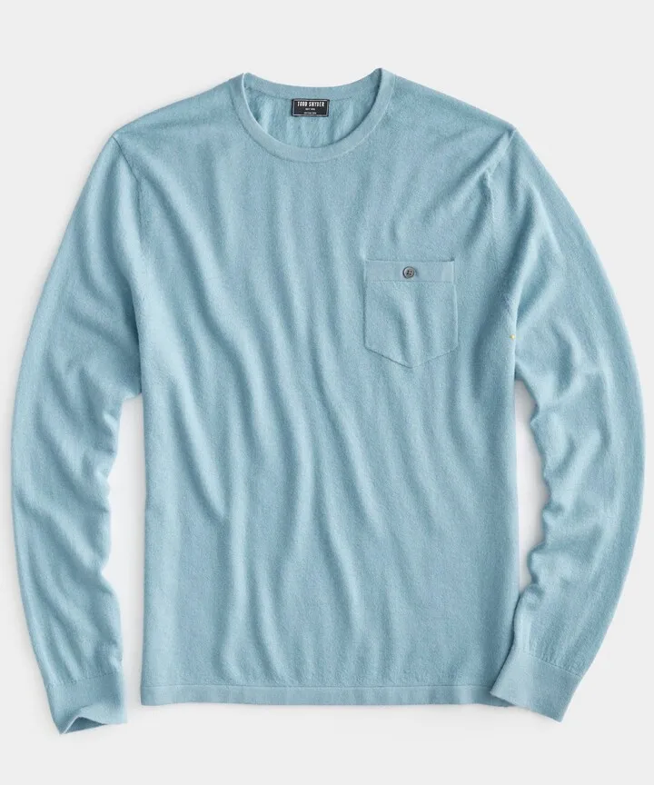 Cashmere Pocket Tee In Oil Blue