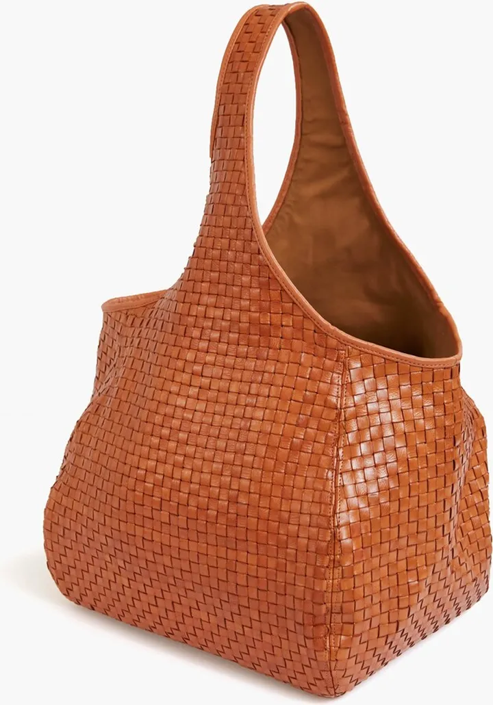 Natural Woven Checker Bando Bag