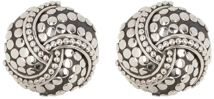 Sterling Silver Dot Rounded Twirl Earrings