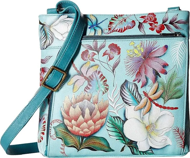 Anuschka Crossbody with Front RFID Built in Wallet 651 (Jardin Bleu) Cross Body Handbags