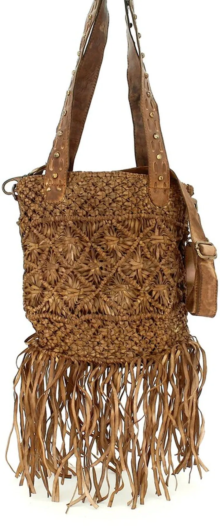 Leather Macramé Fringe Style Bag