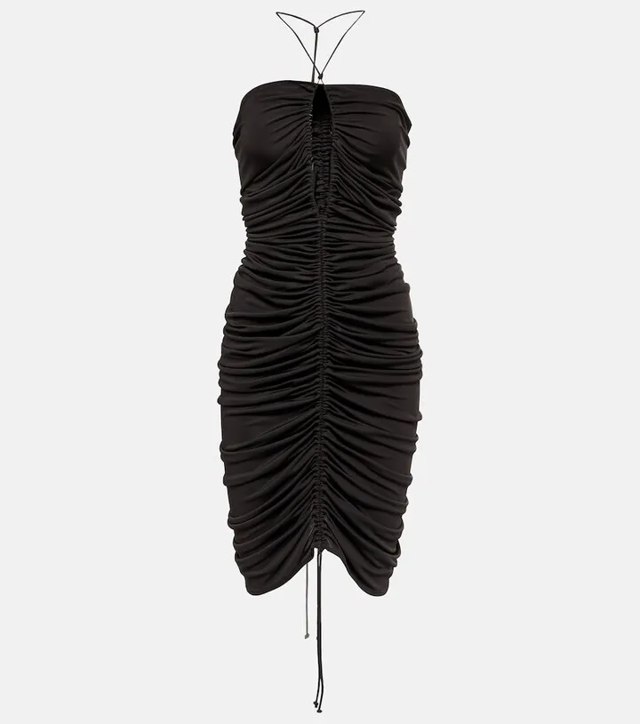 Drawstring jersey minidress