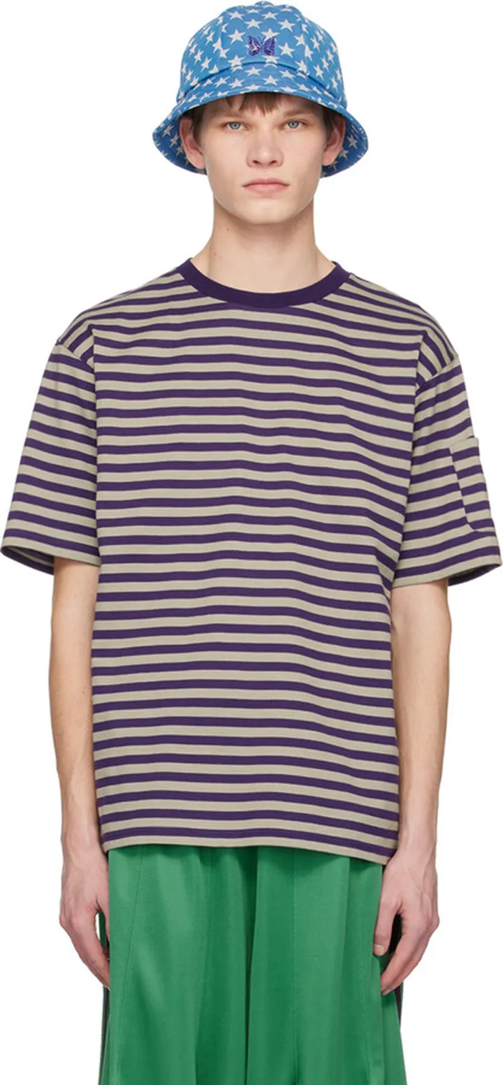 NEEDLES Purple Stripe T-Shirt