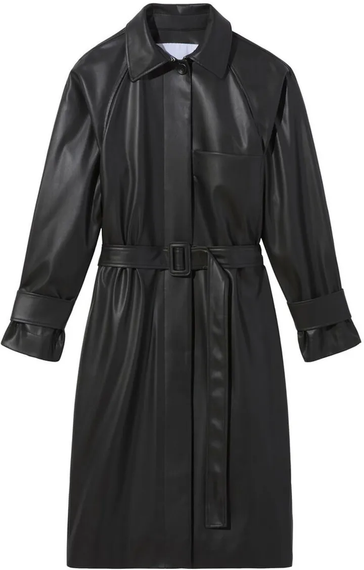 Faux-Leather Trench Coat