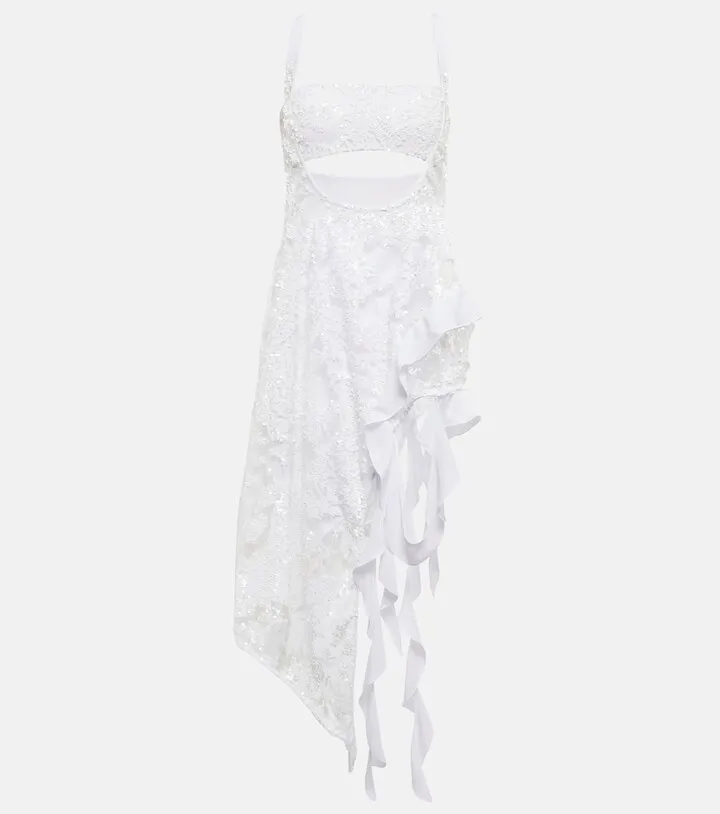Sequin-embellished cutout midi dress