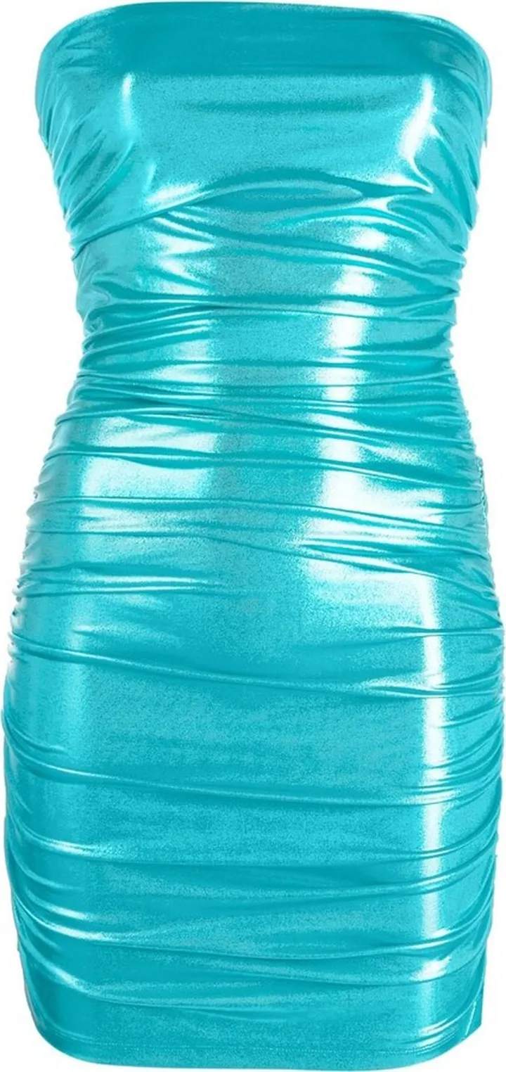 Laminated-Finish Fitted Mini Dress