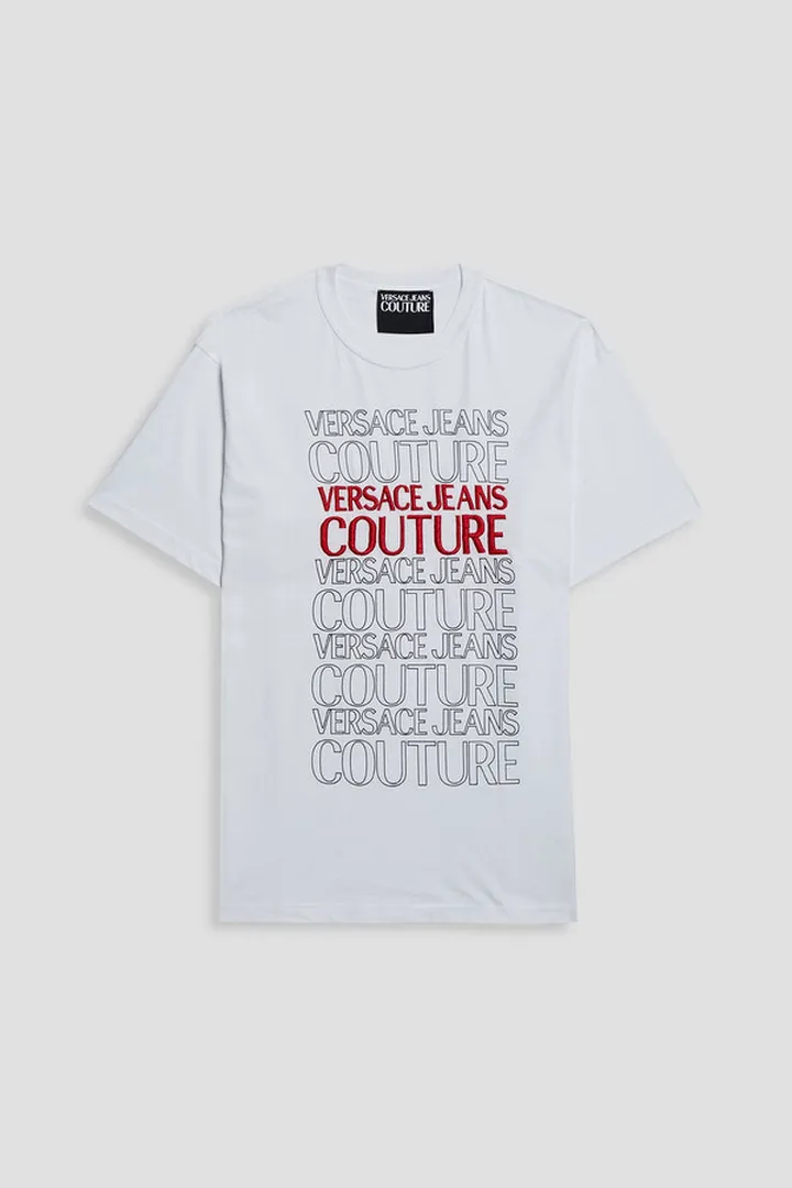 Embroidered printed cotton-jersey T-shirt