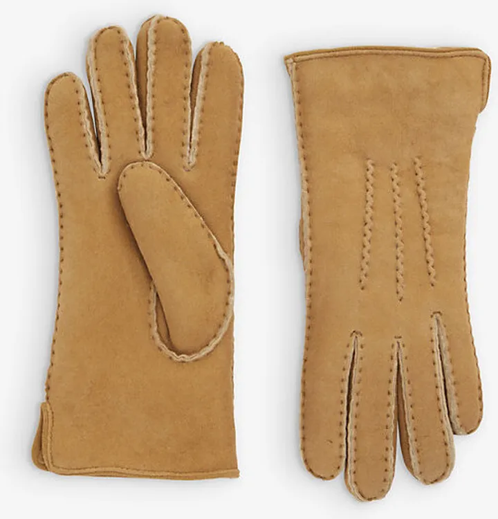 Womens Camel Nancy Sheepskin Leather Gloves