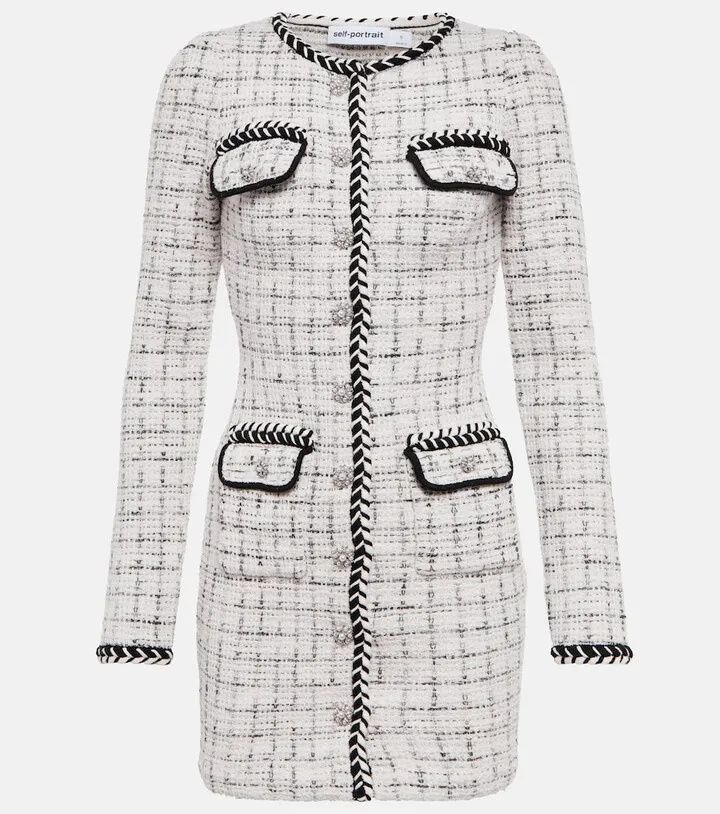 Checked cotton-blend minidress
