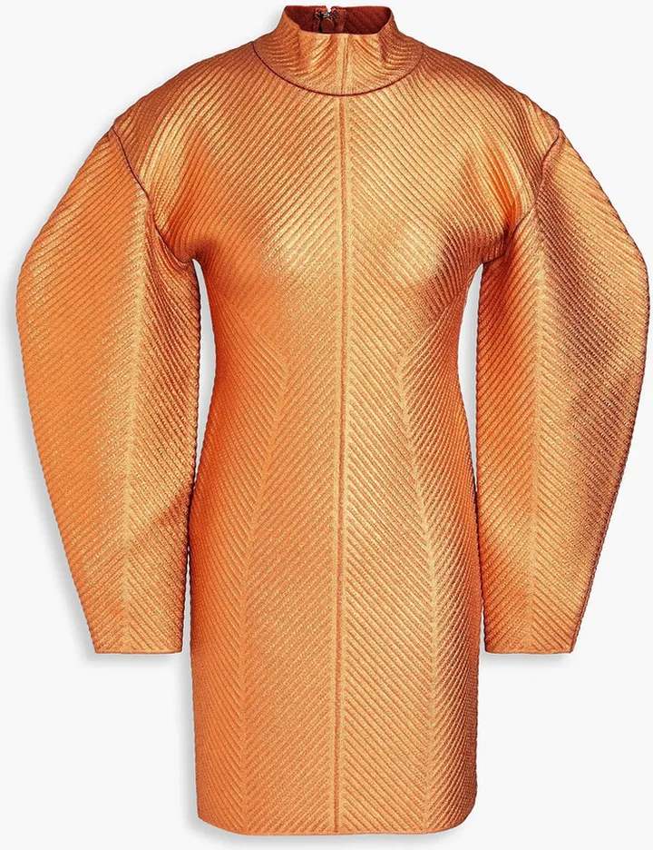 Metallic coated bandage mini dress