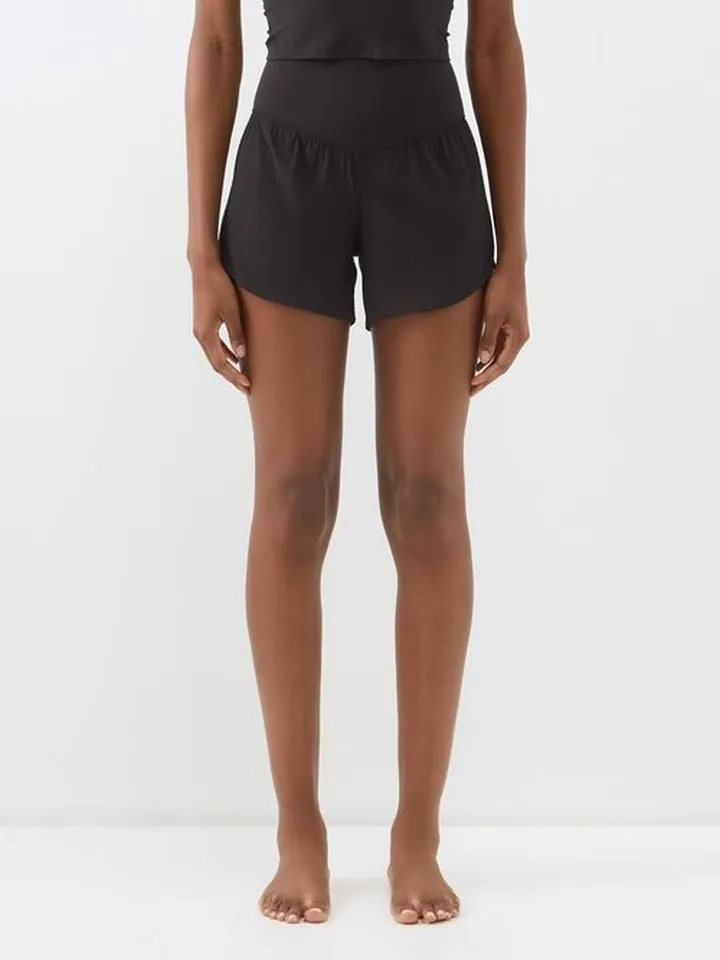 Nylon-blend Mesh Yoga Shorts