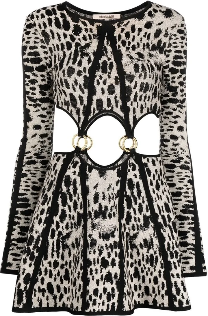 Leopard-Print Cut-Out Mini Dress