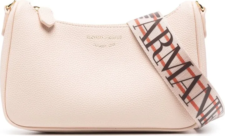 Engraved-Logo Faux-Leather Shoulder Bag