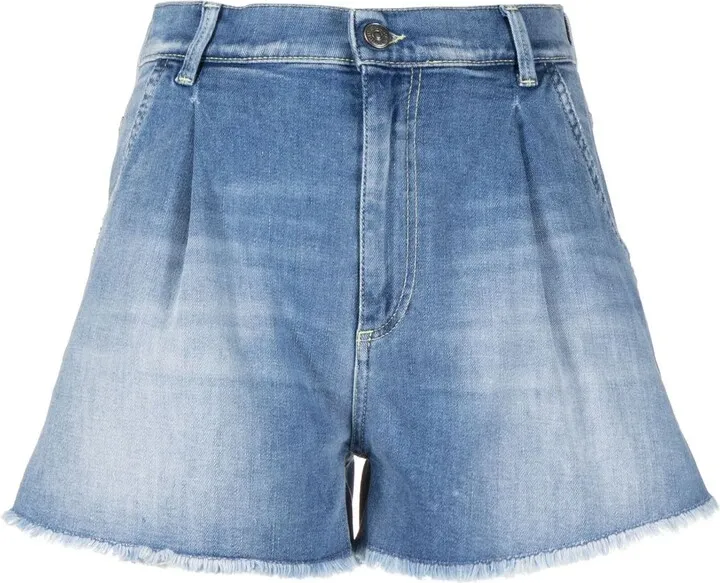 Callie frayed-hem high-waist denim shorts