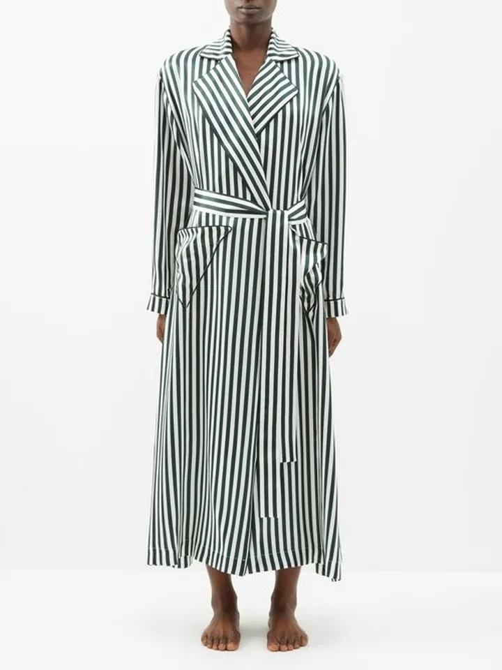 Amana Striped Silk-satin Robe