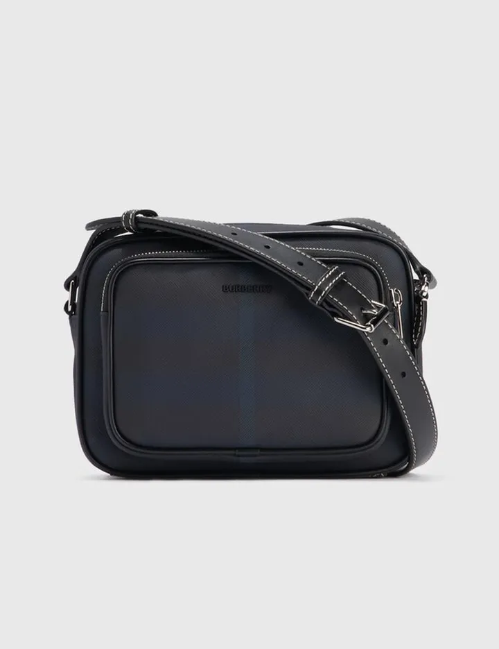 Exaggerated Check and Leather Crossbody Bag