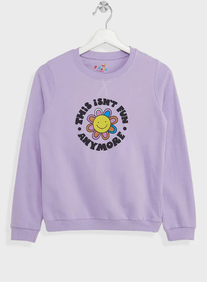 Girls Slogan Printed Sweatshirt