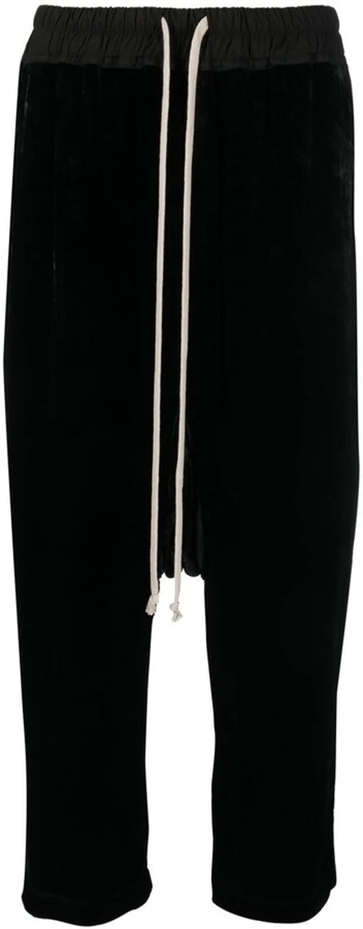 Drop-Crotch Velvet Cropped Trousers