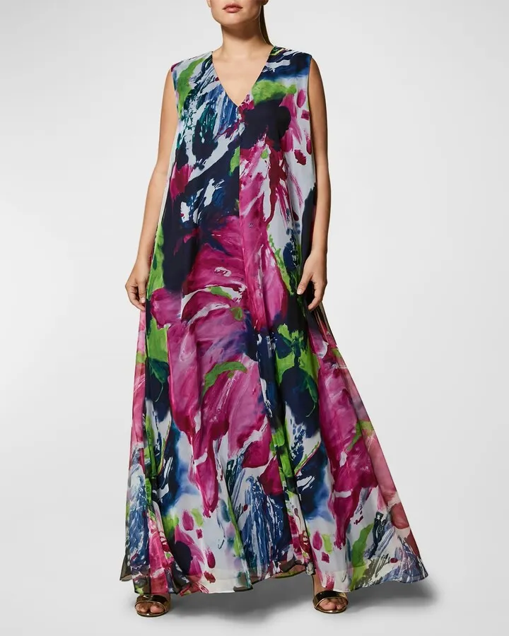 Plus Size Dolce Sleeveless Abstract-Print Dress