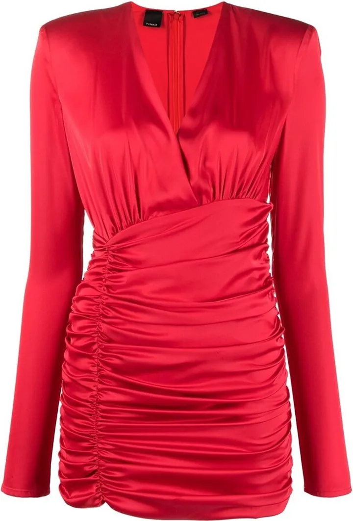 V-neck ruched minidress
